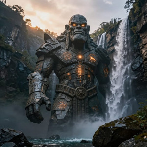 A majestic golem, formed from the very rock of a towering fjord.jpg