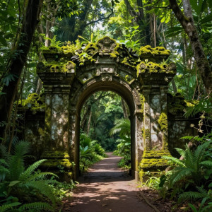 A grand, moss-covered archway stands as the sole remaining entrance to a city.jpg