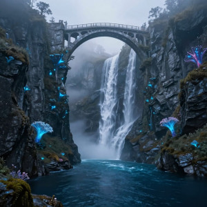 An ethereal archway bridges a vast, mist-shrouded fjord.jpg