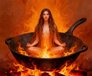 Beautiful woman sits inside frying pan - C11.jpg