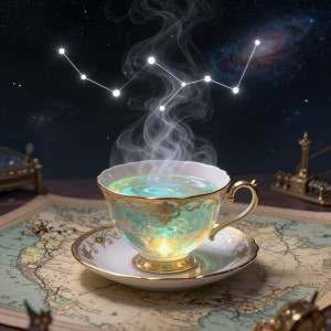 A vintage, ornate teacup filled with glowing, ethereal liquid.jpg