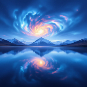 Vast, tranquil lake reflects a swirling, nebula-filled sky - H11.jpg