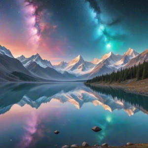 Vast, tranquil lake reflects a swirling, nebula-filled sky - CXL.jpg