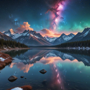 Vast, tranquil lake reflects a swirling, nebula-filled sky - AXL.jpg