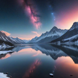 Vast, tranquil lake reflects a swirling, nebula-filled sky - MXL.jpg