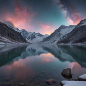 Vast, tranquil lake reflects a swirling, nebula-filled sky - J9.jpg