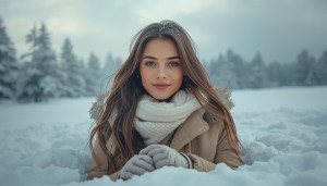 Beautiful woman sits in deep snow - L1.jpg
