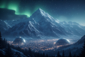 A majestic mountain range under a vibrant aurora borealis - P1.jpg