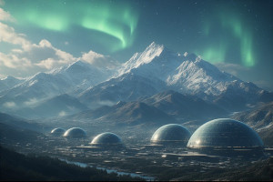 A majestic mountain range under a vibrant aurora borealis - P3.jpg