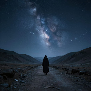 A solitary figure stands on a desolate, windswept mountain pass.jpg