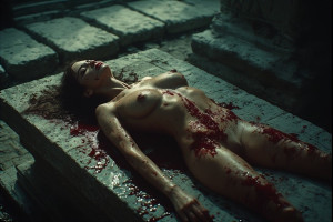 A beautiful naked woma lies on large stone altar - P4.jpg