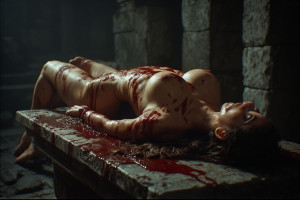 A beautiful naked woma lies on large stone altar - P5.jpg