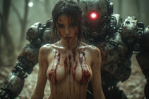 Beautiful naked woman stands in front of murderous robot - P11.jpg