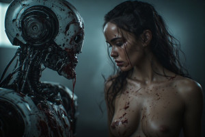 Beautiful naked woman stands in front of murderous robot - P12.jpg