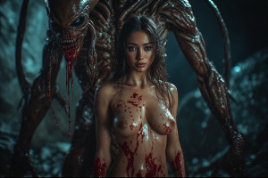 Beautiful naked woman stands in front of murderous ET - P3.jpg