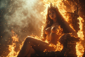 Beautiful naked queen sits on a burning throne - P5.jpg