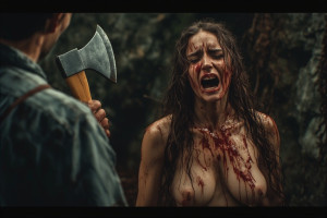 Beautiful woman, stands in front of a man with large axe in his hands - P4.jpg