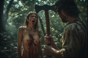 Beautiful woman, stands in front of a man with large axe in his hands - P5.jpg