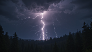 Superbolt at night over Oregon forest - PL1.png