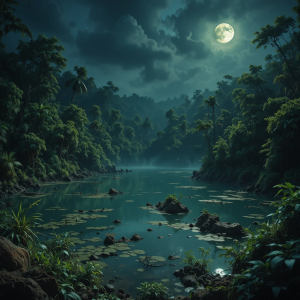 Toxic lake in haunted African jungle under full moon - PL1.png