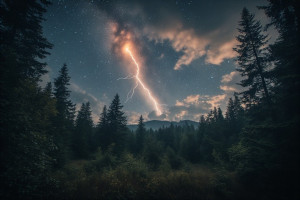 Superbolt at night over Oregon forest - P1.jpg