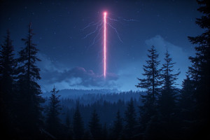 Superbolt at night over Oregon forest - P4.jpg