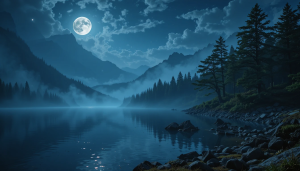 Lake eruption in magical forest under full moon - PL1.png