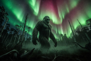 Giant Bigfoot over magical forest under aurora borealis - GR1.jpg