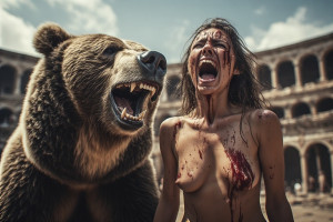 Beautiful naked woman stands in front of a bear - P4.jpg