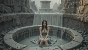 Beautiful woman sits in deep well being filled with concrete -  PL2.png