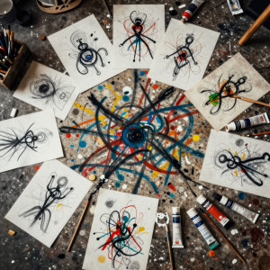 Overhead shot of a chaotic artist's studio floor after a session.jpg
