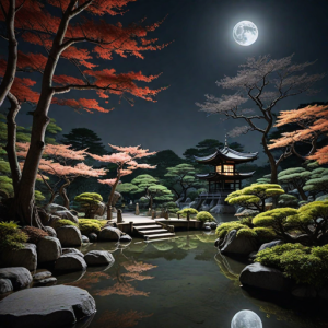 Haunted Japanese garden under full round moon - H1.png