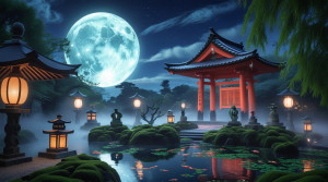Haunted Japanese garden under full round moon - L2.jpg