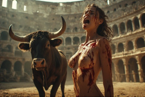 Beautiful woman stands in front of evil bull - P4.jpg