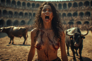 Beautiful woman stands in front of evil bull - P5.jpg