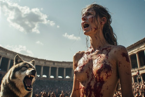 Beautiful woman stands in front of monstrous wolf - Р4.jpg