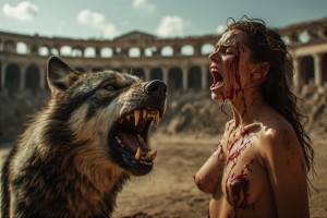 Beautiful woman stands in front of monstrous wolf - Р5.jpg