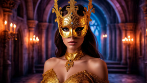 Beautiful woman in golden mask inside a magical castle - S1.jpg
