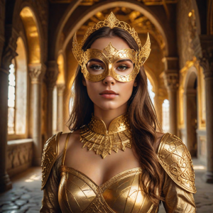 Beautiful woman in golden mask inside a magical castle - H1.png