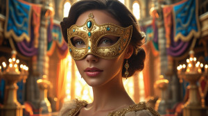 Beautiful woman in golden mask inside a magical castle - L1.jpg
