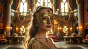 Beautiful woman in golden mask inside a magical castle - L3.jpg