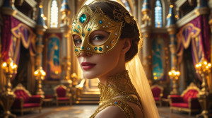 Beautiful woman in golden mask inside a magical castle - L4.jpg