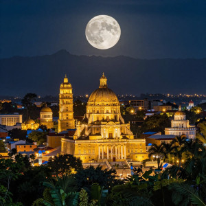 City of gold in Central American jungle under full round moon - Z.jpg
