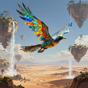 A majestic Birdman, with feathers made of stained glass.jpg