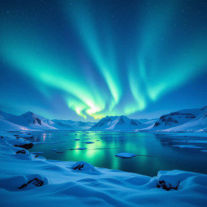 Mystical island of Thule in Northern Sea under aurora borealis - H11.jpg