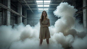 Beautiful woman stands  surrounded by a cloud of toxic fumes - S1.jpg