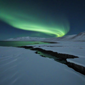 Mystical island of Thule in Northern Sea under aurora borealis - JXI.jpg