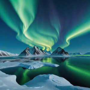 Mystical island of Thule in Northern Sea under aurora borealis - СXL.jpg