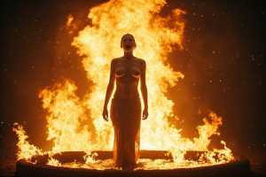 Beautiful woman stands inside burning well - Р2.jpg