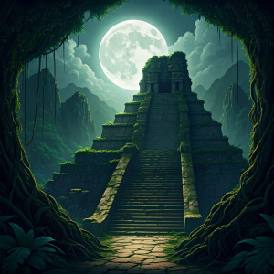 City of gold in Central American jungle under full round moon - G3.jpg